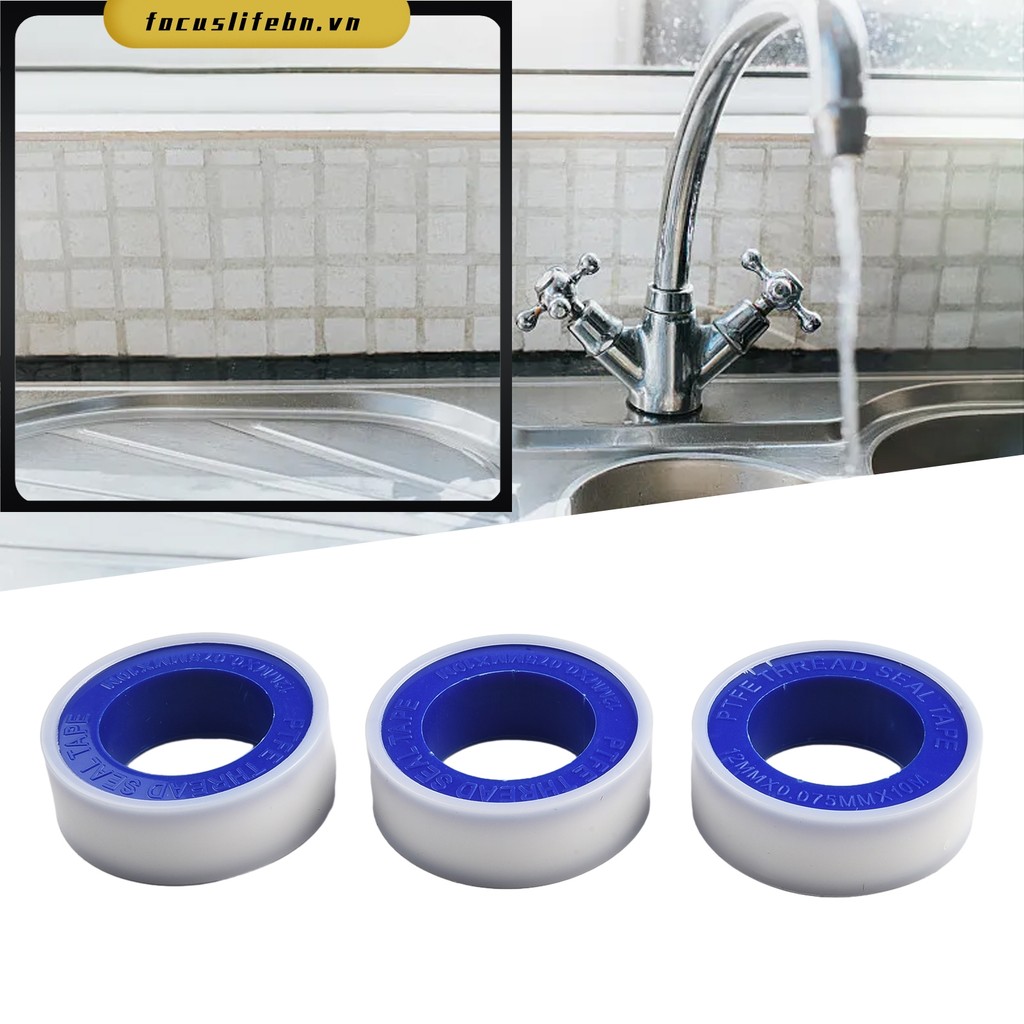 [FOCUSLIFE] 3 Cái Ống Trắng Ren Con Dấu Nguyên Liệu Băng Plumber Seal Tape 3 × 10M
