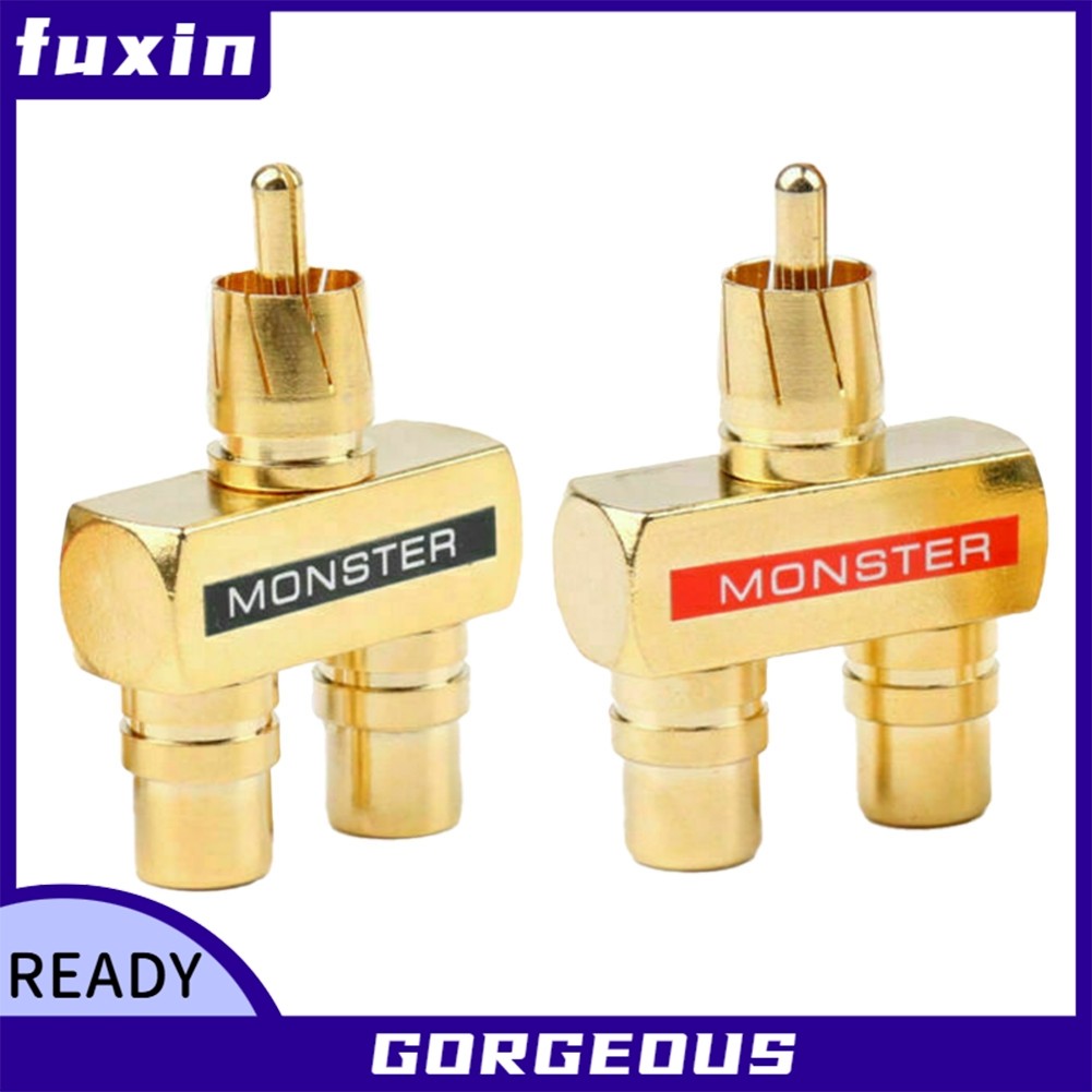[FUXIN] 2 Cái Cho RCA Audio Y Splitter Adapter 1 Nam Đến 2 Nữ Mạ Vàng