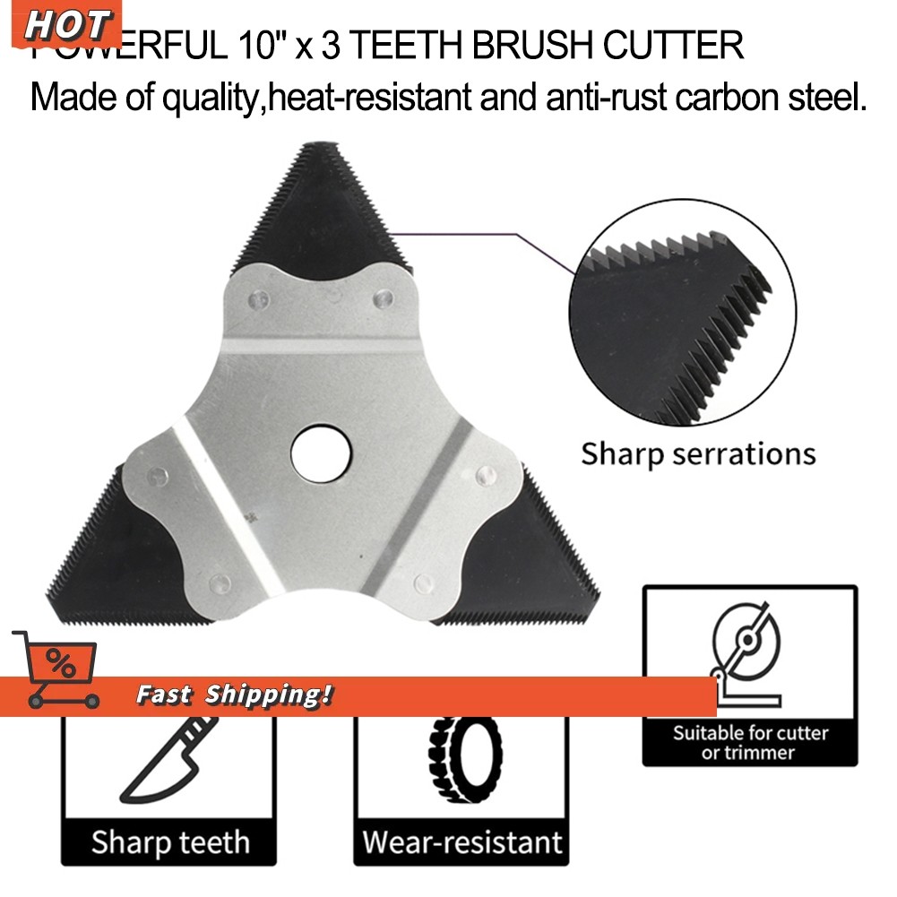 [PZYK] Brush Cutter Blade 3 Teeth Carbon Steel Lawn Mower Accessories Garden Tool