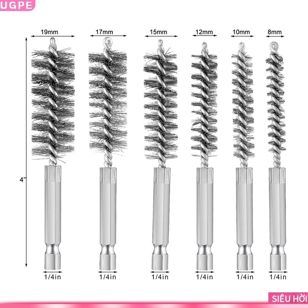 [UGPE] 6 Pieces Of Drilling Brushes,Stainless Steel Cleaning Brushes For  drill