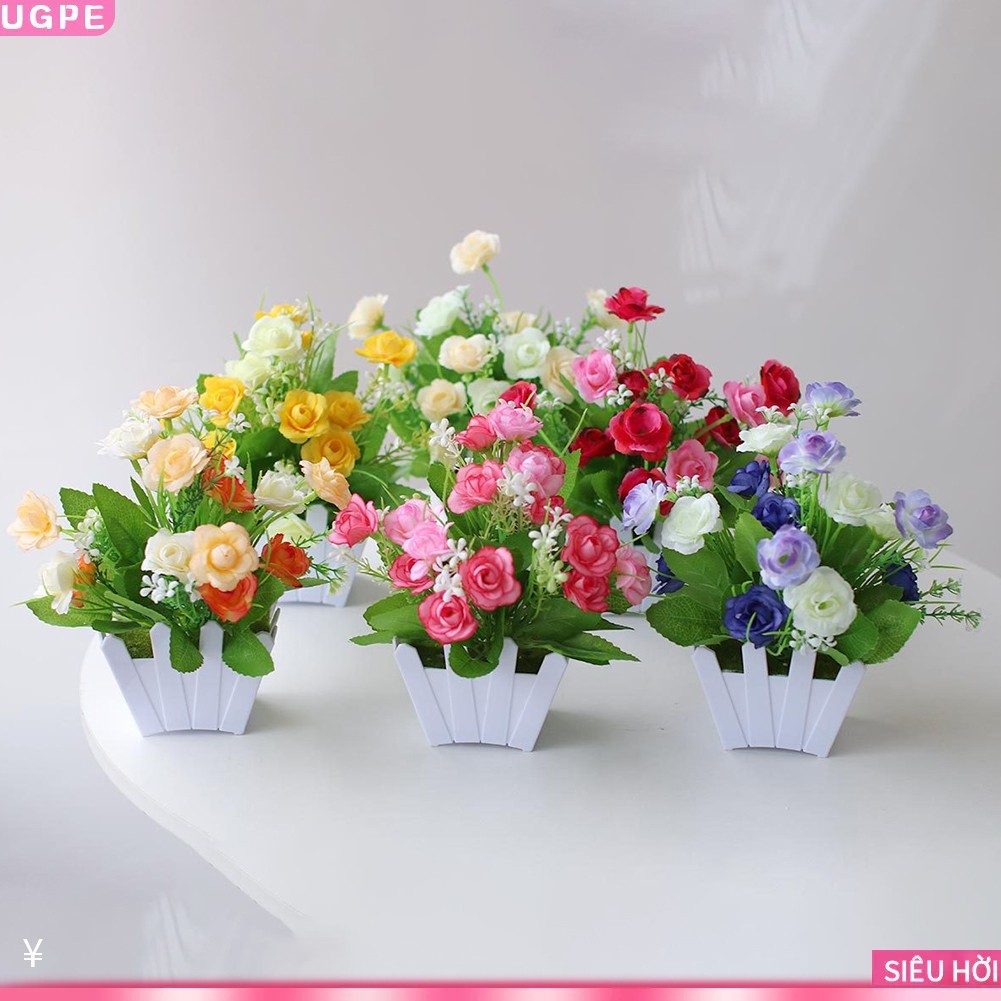 [UGPE] Artificial Potted Flowers Fake False Plants Outdoor Garden Home In Pot Decor