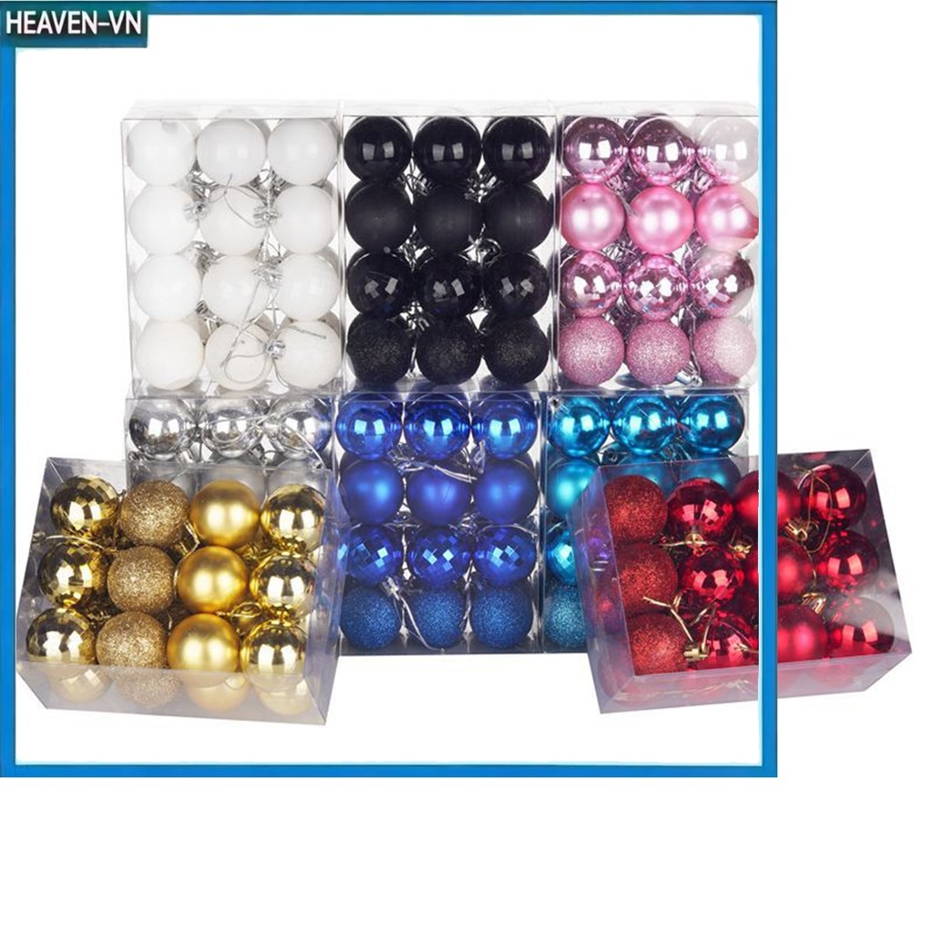 [HEA] 24 Cái / bộ 40mm Giáng Sinh Cây Giáng Sinh Bóng Bauble Treo Trang Trí Tiệc Tại Nhà