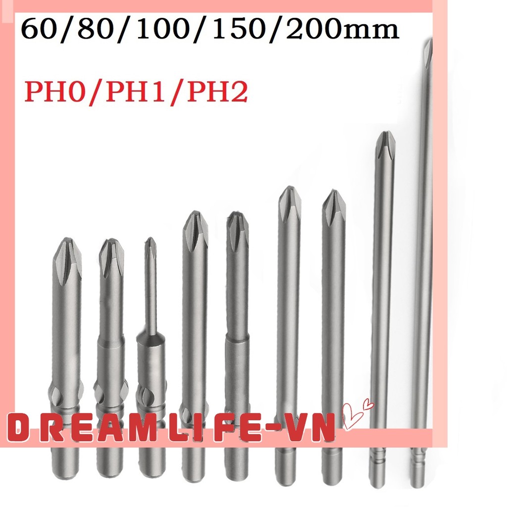 < DREAMLIFE > 60-200mm PH0 PH1 PH2 802 Mũi tuốc nơ vít điện ImpactDriver