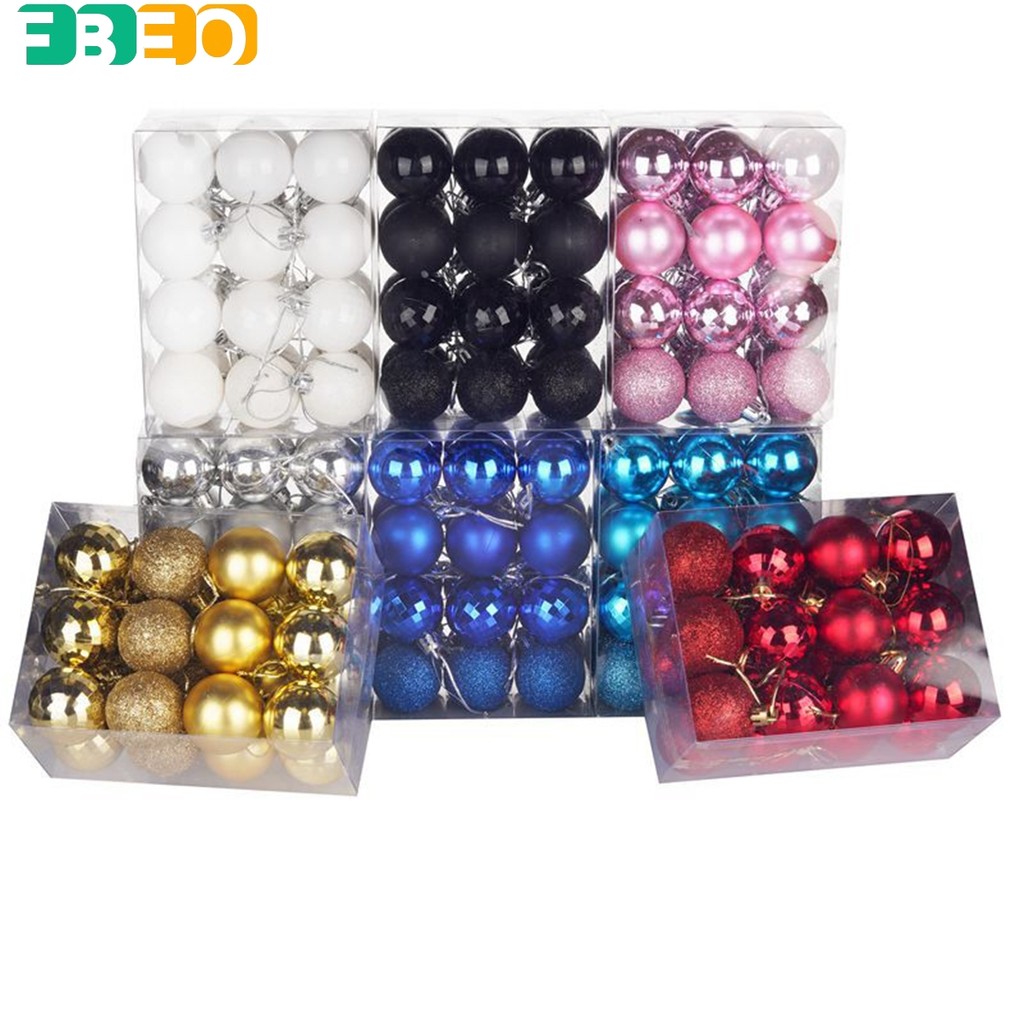 [FEBO] 24 Cái / bộ 40mm Giáng Sinh Cây Giáng Sinh Bóng Bauble Treo Trang Trí Tiệc Tại Nhà Trang Trí