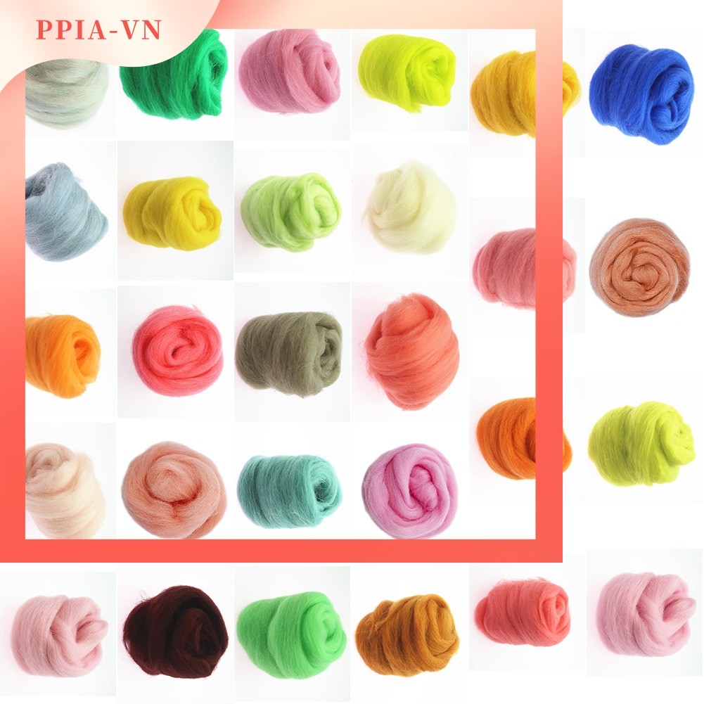 [PPIA] Gói màu len Carded len nỉ kim 20G Nâu Xám Đỏ Hồng Xanh Trung Tính