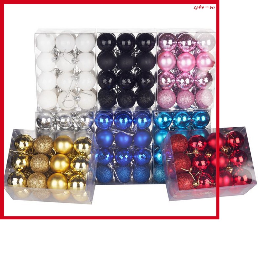 [Giá thanh lý] 24 Cái / bộ Bóng cây Giáng sinh Giáng sinh 40mm Bauble Treo trang trí tiệc tại nhà [s