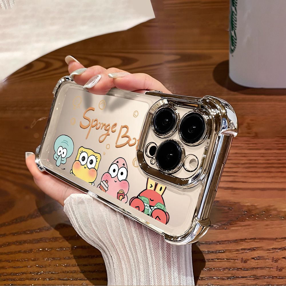 Dành Cho OPPO F19 F19s F21 F25 Pro F23 Find X3 X5 Lite X7 Ultra X8 Pro SpongeBob Mềm Túi Khí TPU Bảo