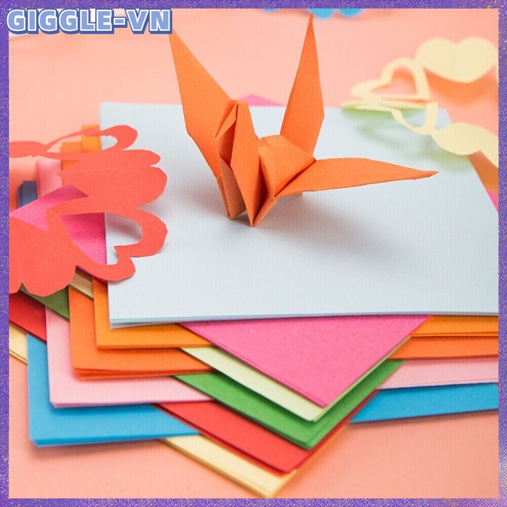 [GIGGLE] 100 Giấy Vuông Origami Lớn Giấy Origami 10 Màu Giấy Cắt Tay