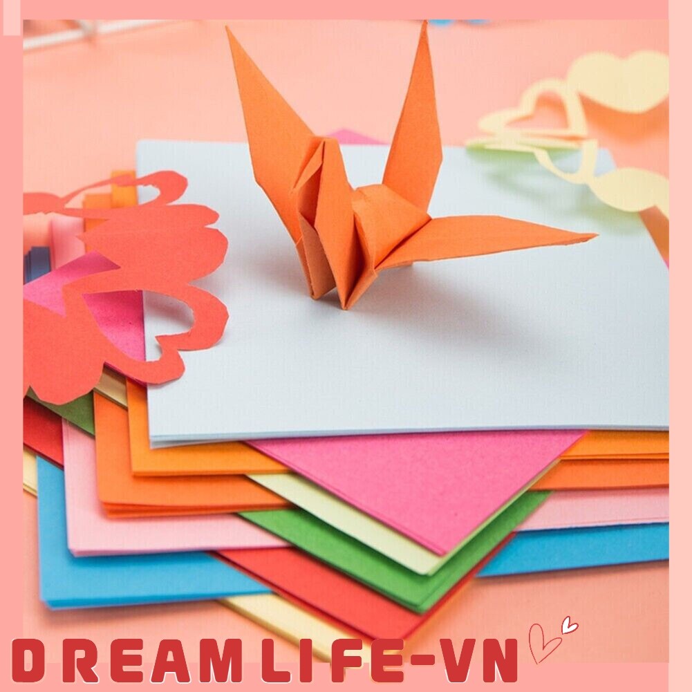 [DREAMLIFE] 100 Giấy Vuông Origami Lớn Giấy Origami 10 Màu Giấy Cắt Tay