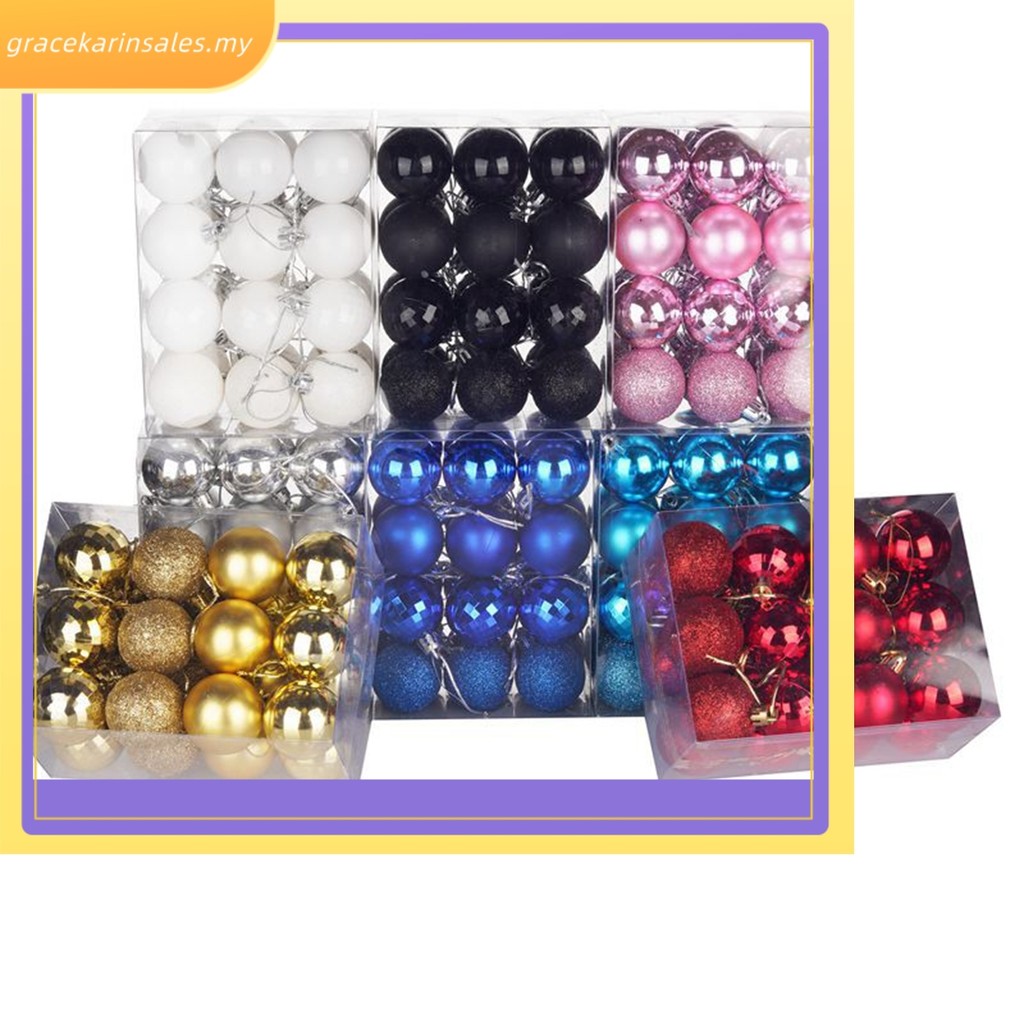 [Giá thanh lý] 24 Cái / bộ 40mm Giáng sinh Cây Giáng sinh Bóng Bauble Treo Trang trí tiệc tại nhà