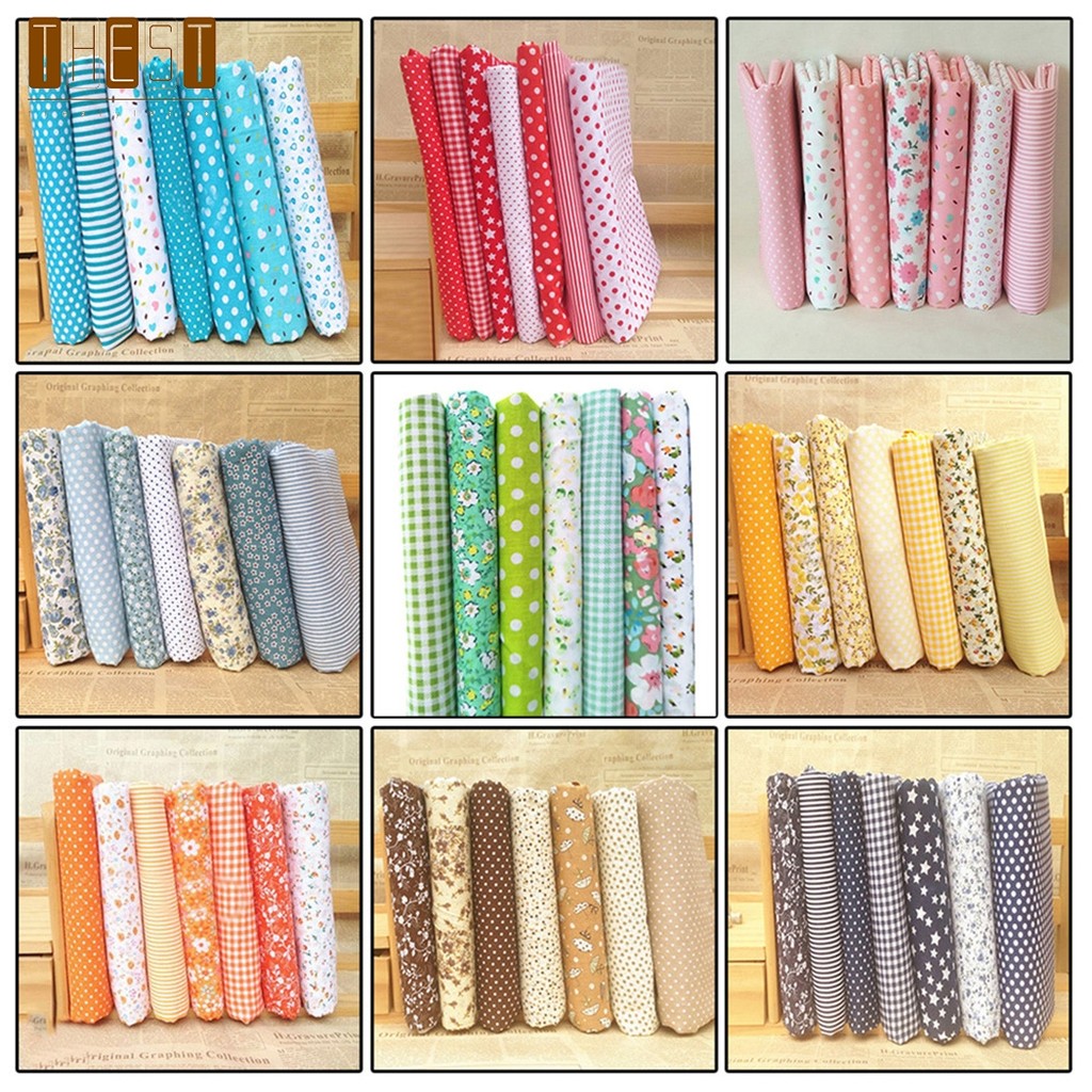 < HEST > Series 7 miếng Các loại Pre-Cut Dày Tabby Bundle Charm Cotton Quilt Vải❀
