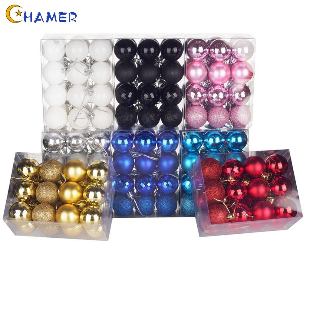 [CHAMER] 24 Cái / bộ 40mm Giáng Sinh Cây Giáng Sinh Bóng Bauble Treo Trang Trí Tiệc Tại Nhà❀