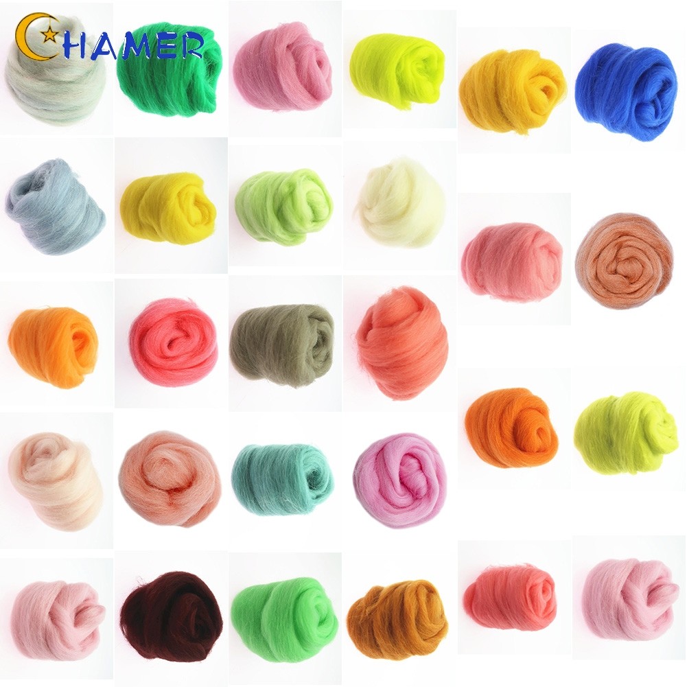 [CHAMER] Gói màu len Carded len nỉ kim 20G Nâu Xám Đỏ Hồng Xanh Trung Tính❀