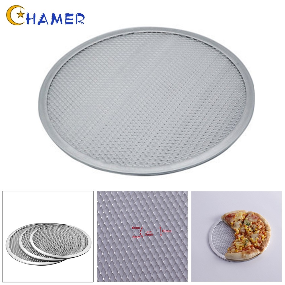 [CHAMER] Pizza Stone Lưới Nhôm Chống Dính Màn Hình Pizza Pasta Khay Nướng Lưới Pizza❀