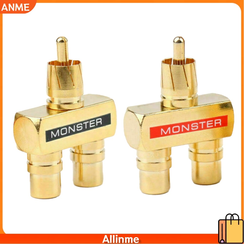 [COD] 2 Cái Cho RCA Audio Y Splitter Adapter 1 Nam Đến 2 Nữ Mạ Vàng