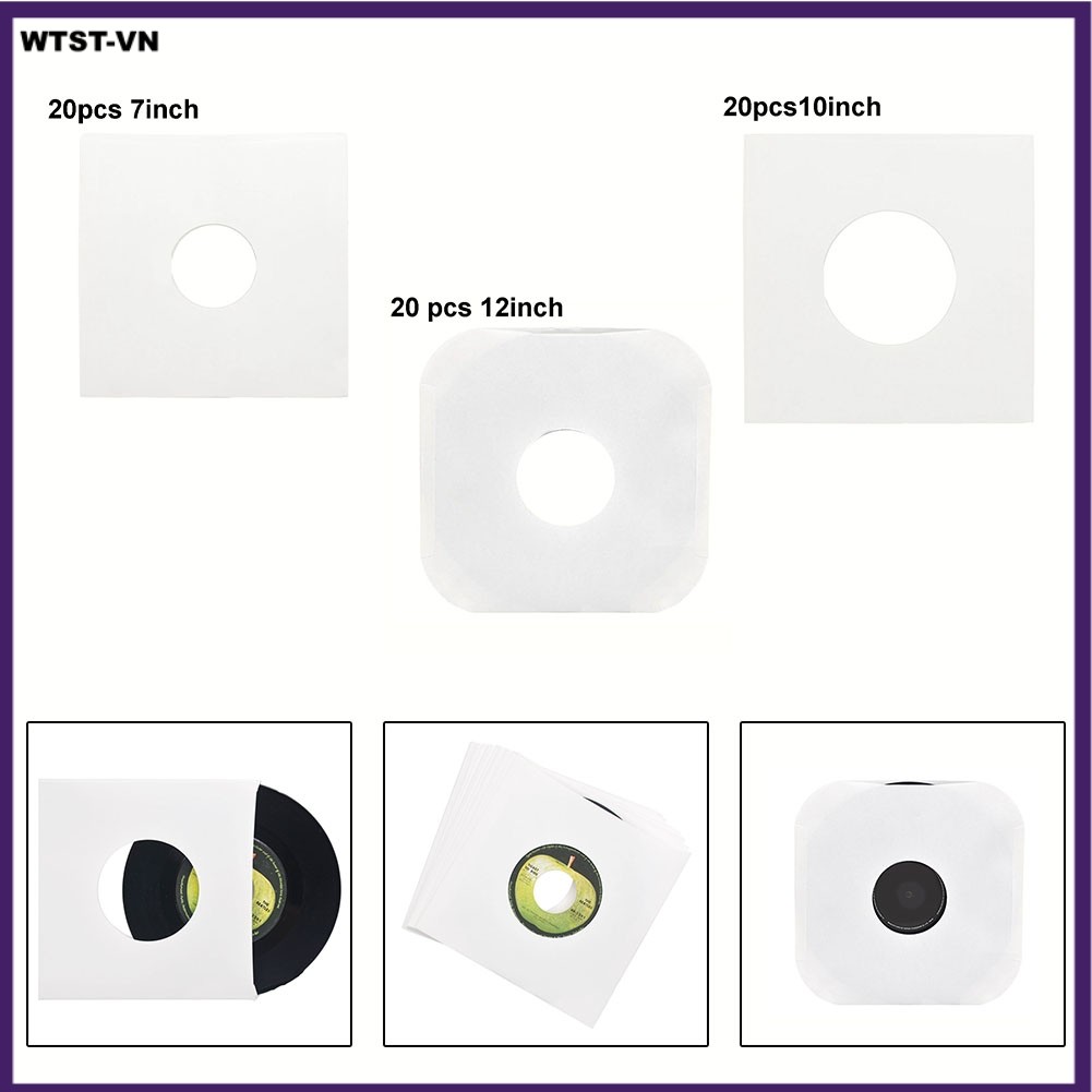 ⛤Wtst-59⛤ 20 Chiếc 12 inch 10 inch 7 inch Trắng Vinyl Record Bảo Vệ LP Túi Ghi Tay [wtst-vn]