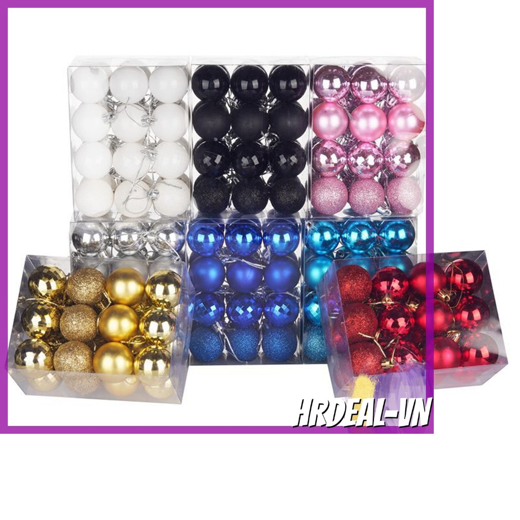 [HRDEAL] 24 Cái / bộ 40mm Giáng Sinh Cây Giáng Sinh Bóng Bauble Treo Trang Trí Tiệc Tại Nhà