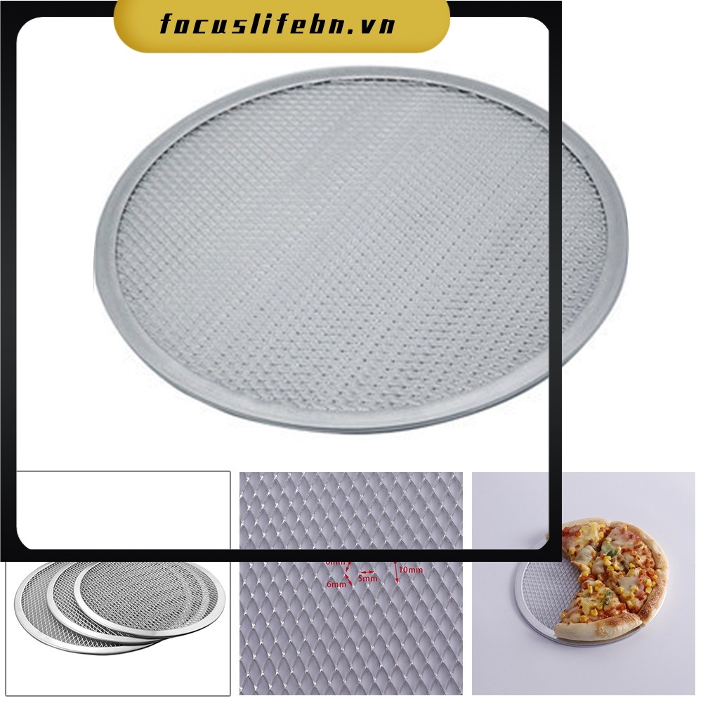 [FOCUSLIFE] Pizza Stone Lưới Nhôm Chống Dính Màn Hình Pizza Pasta Khay Nướng Lưới Pizza