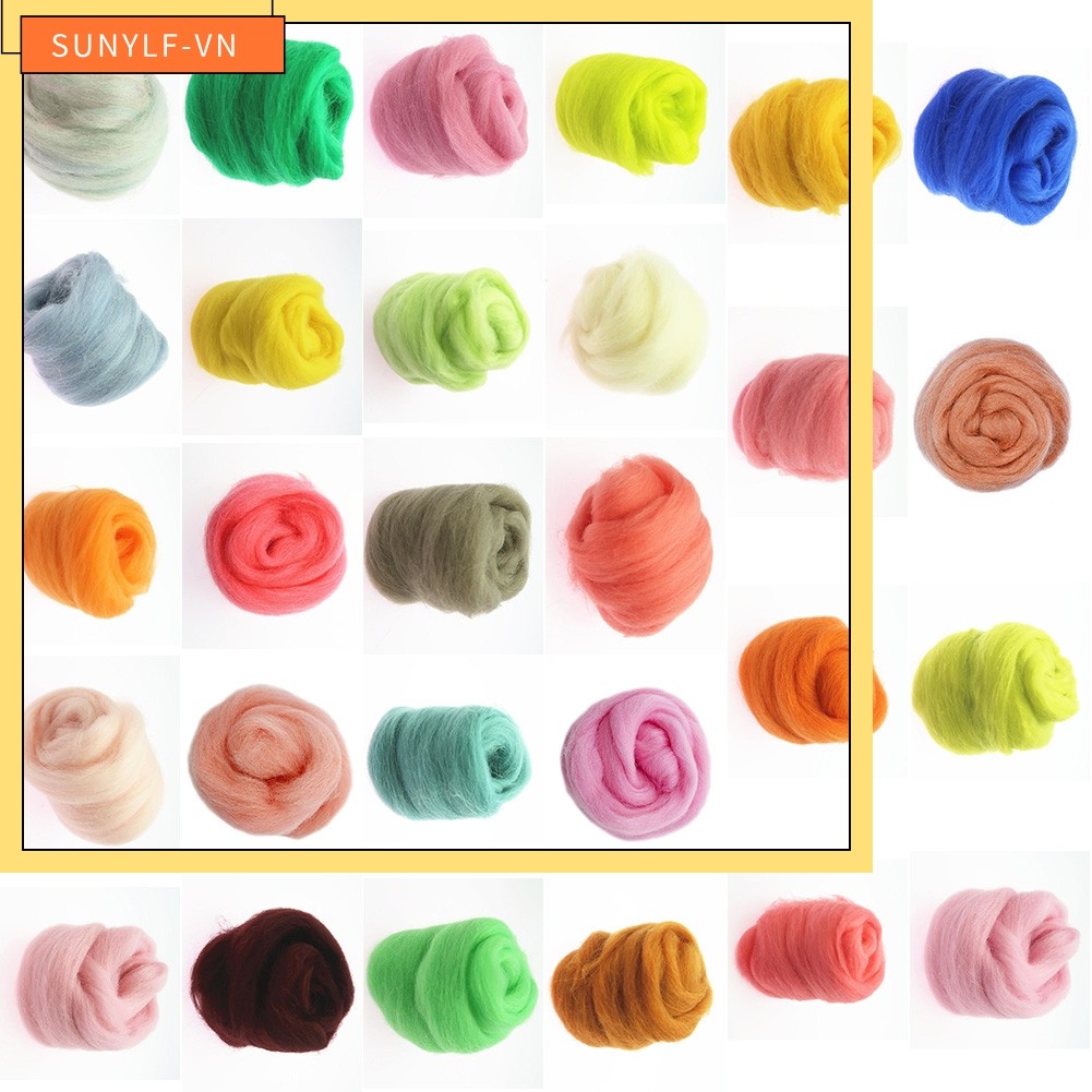 < SUNYLF > Gói màu len Carded len nỉ kim 20G Nâu Xám Đỏ Hồng Xanh Trung Tính