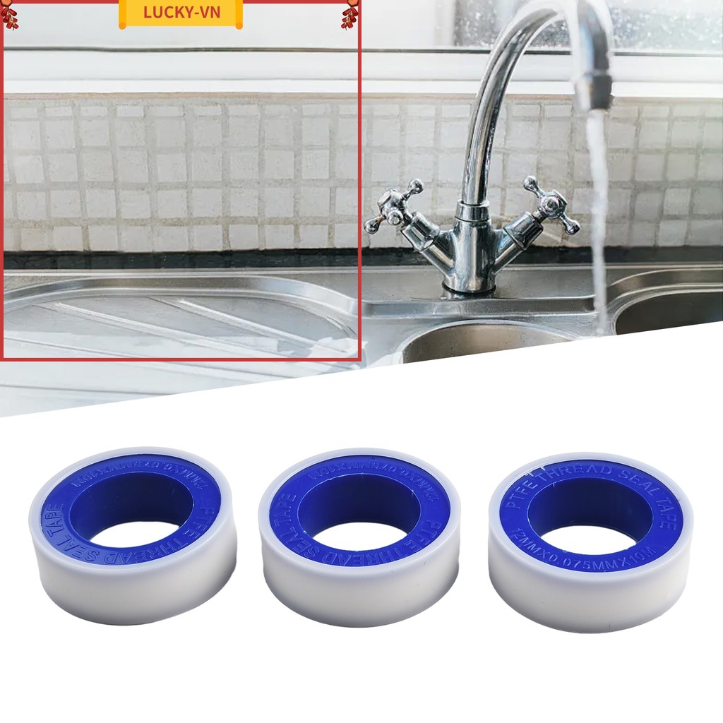 < LUCKY⭐> 3 Cái Ống Trắng Ren Con Dấu Nguyên Liệu Băng Plumber Seal Tape 3 × 10M