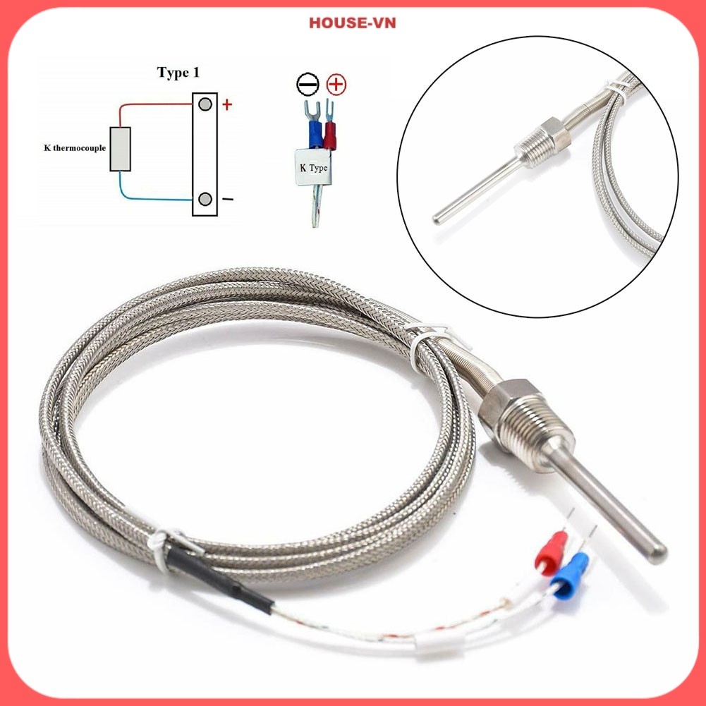 ⭐| Cặp nhiệt điện loại K HOUSE-63 - Đầu dò cảm biến nhiệt độ cho bộ điều khiển PID {house-vn}