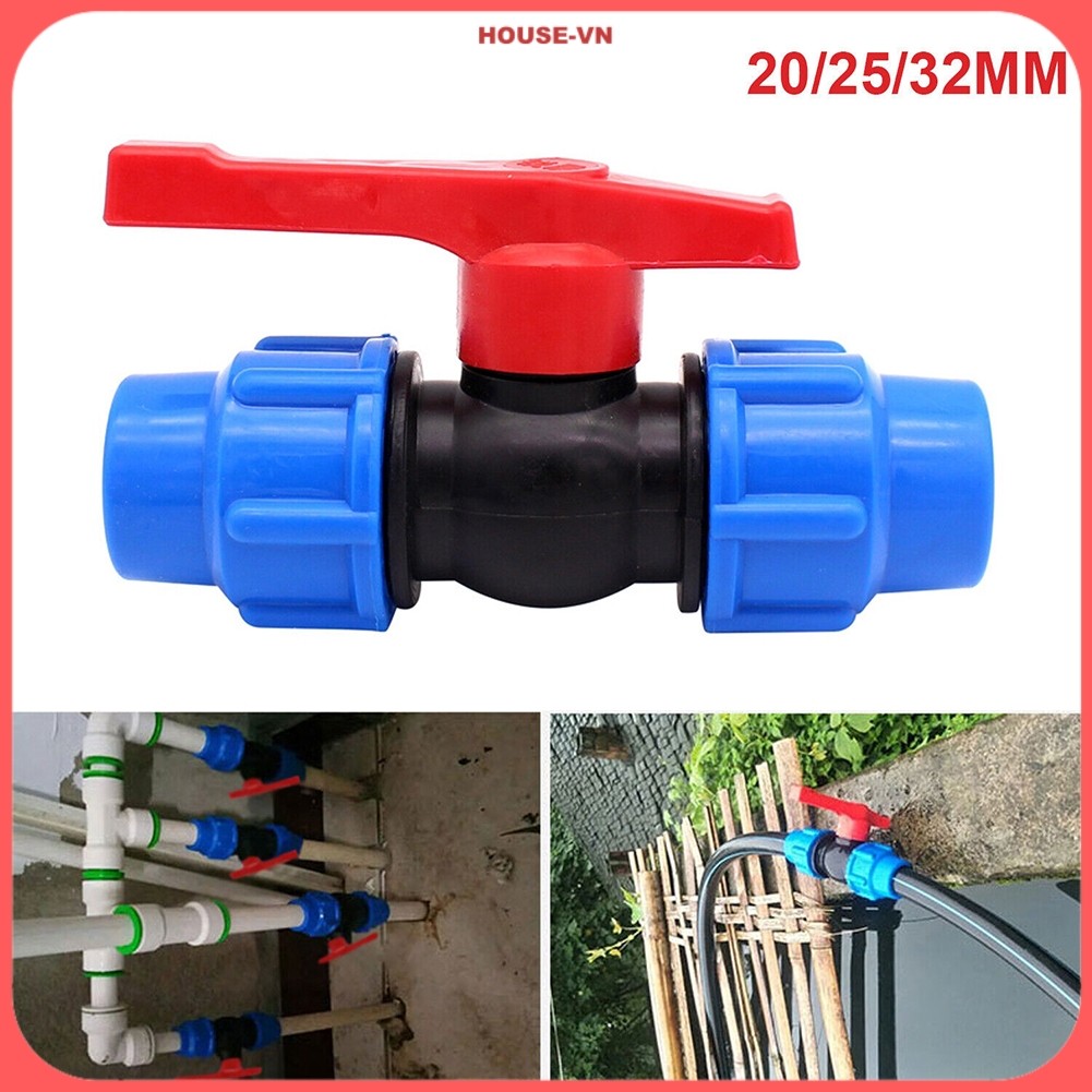 ⭐| HOUSE-63 Van bi ống PE có ren ngoài Van dừng Van bi lắp 20 / 25 / 32mm {house-vn}