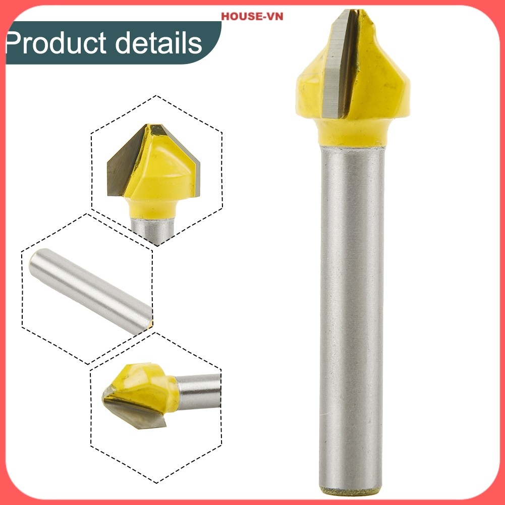 ⭐| HOUSE-64 Bộ định tuyến đầu phẳng hình chữ V 90 độ Phay khắc gỗ {house-vn}