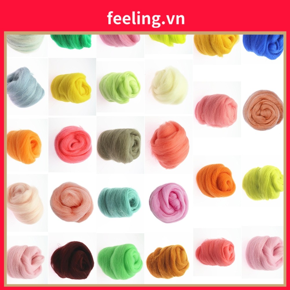 [FEELING] Gói màu len Carded len nỉ kim 20G Nâu Xám Đỏ Hồng Xanh Trung Tính