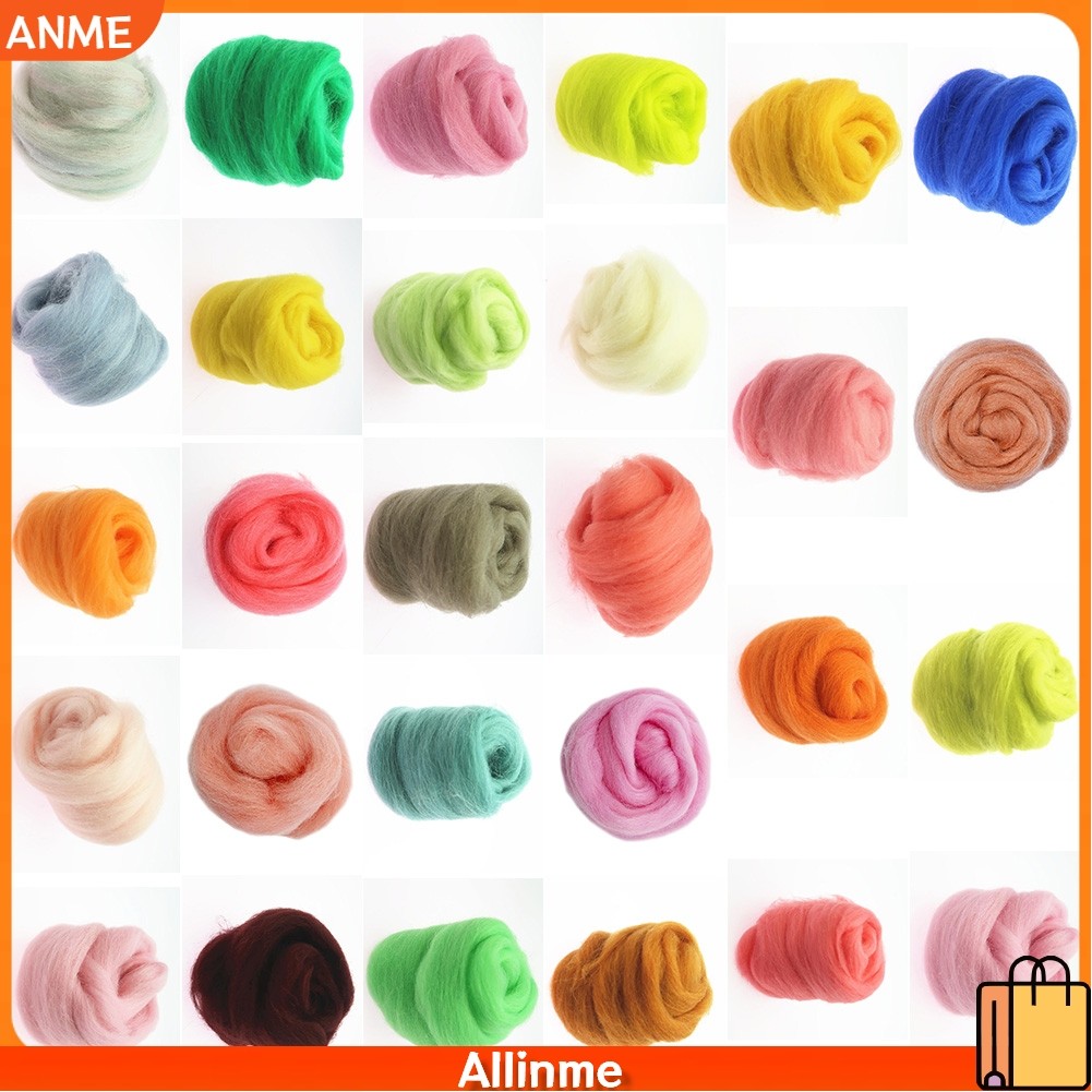 [ANME] Gói màu len Carded len nỉ kim 20G Nâu Xám Đỏ Hồng Xanh Trung Tính