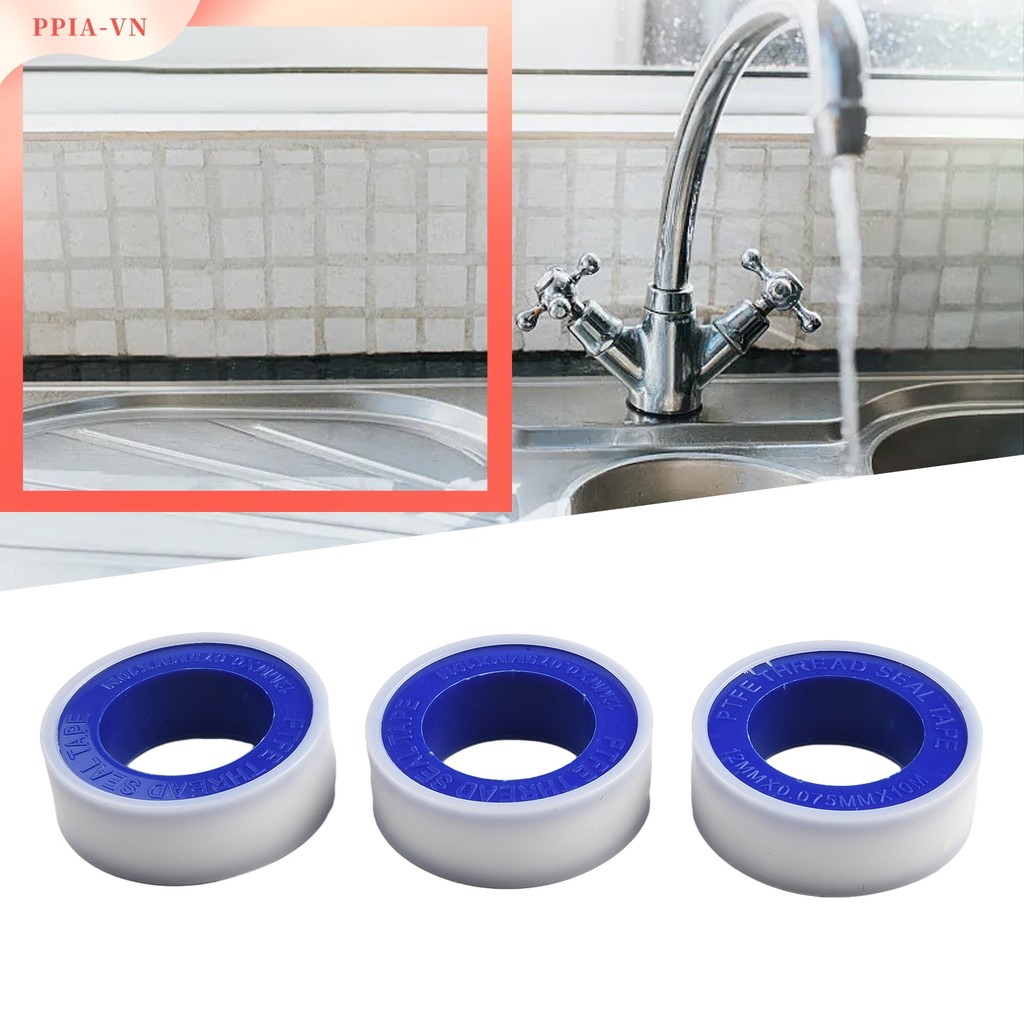 PPIA⭐3 Cái Ống Trắng Ren Con Dấu Nguyên Liệu Băng Plumber Seal Tape 3 × 10M