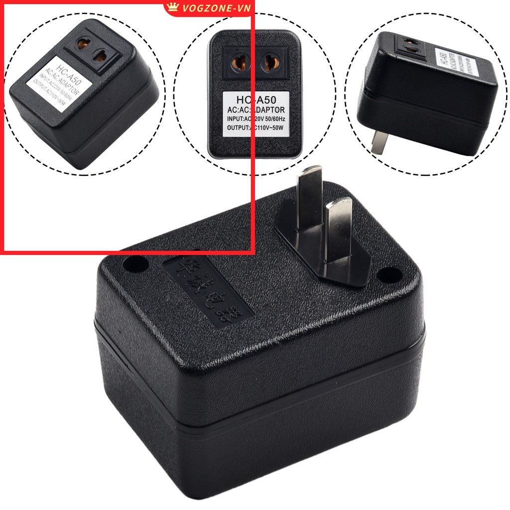 ⭐VOGZONE⭐Bộ chuyển đổi du lịch biến áp bước xuống 50W AC 220V sang 110V / 110V sang 220V