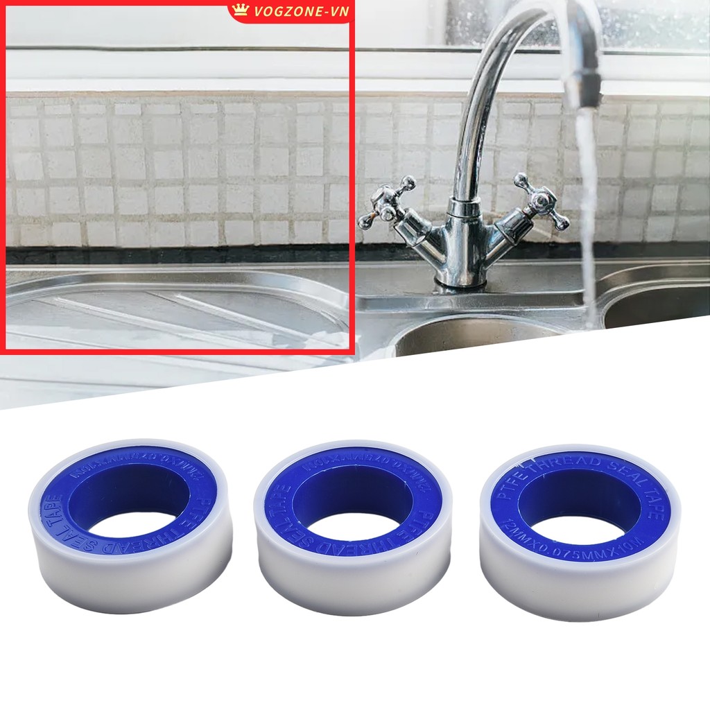 ⭐VOGZONE⭐3 Cái Ống Trắng Ren Con Dấu Nguyên Liệu Băng Plumber Seal Tape 3 × 10M