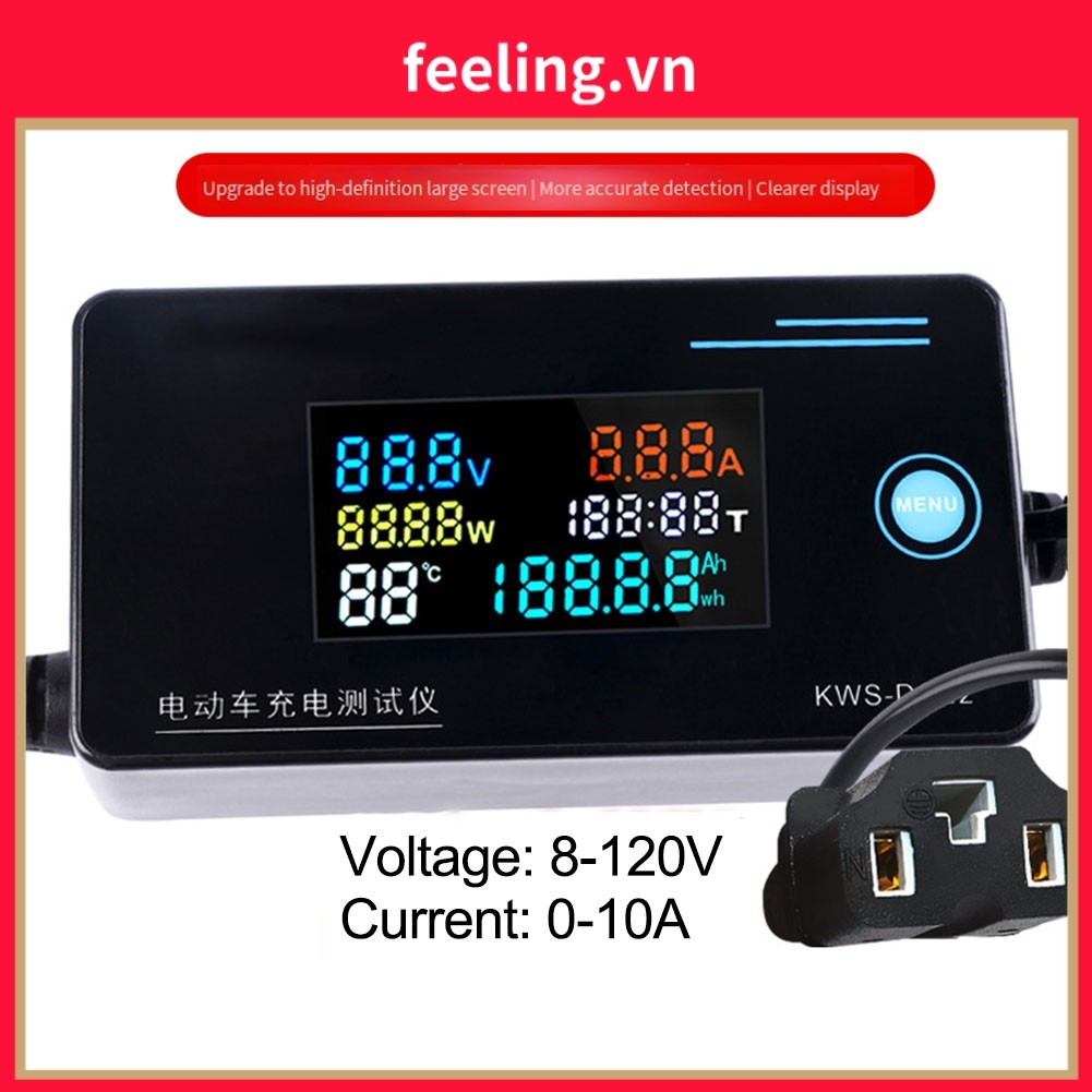 [FEELING] Máy dò sạc xe điện KWS-DC22 8-120 0-10A Máy kiểm tra dòng điện áp