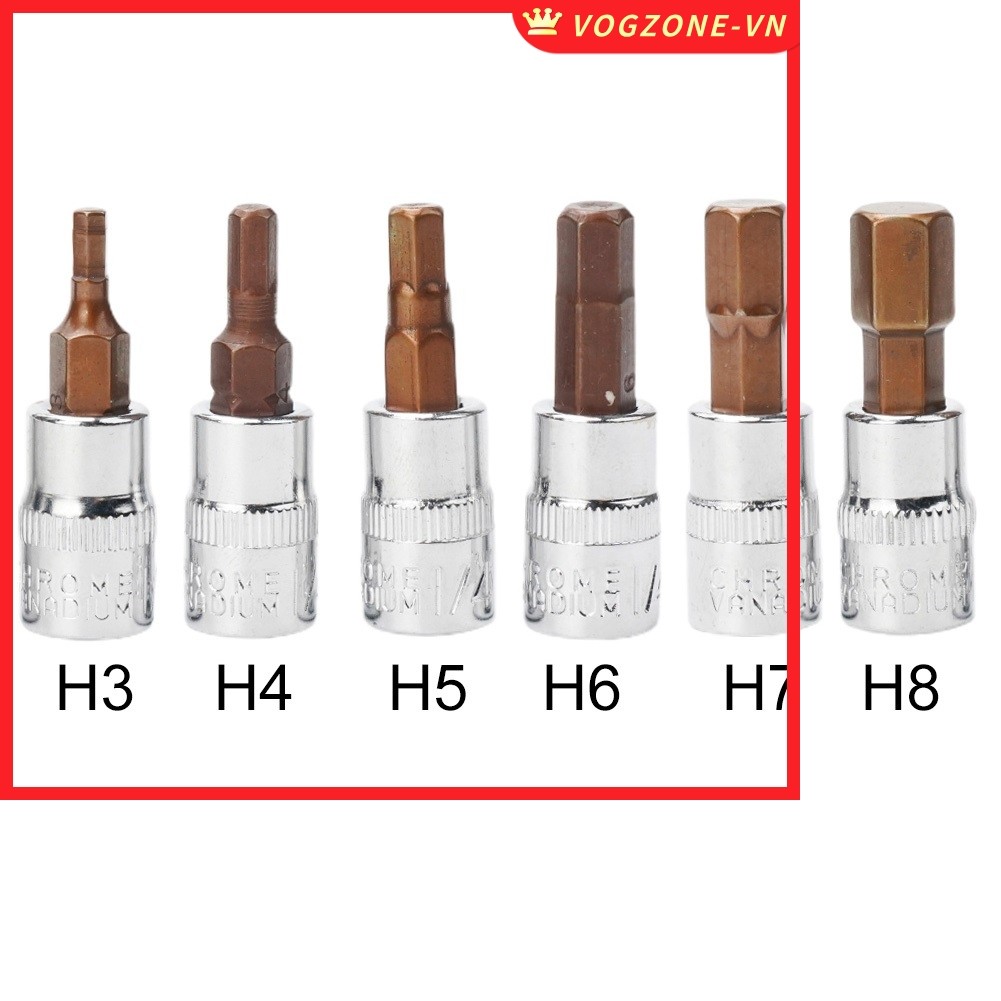 ⭐VOGZONE⭐1 Đầu Lục Giác Tua Vít Bit 1 / 4 Inch Ổ Cắm Dụng Cụ Cầm Tay H3 H4 H5 H6 H7 H8