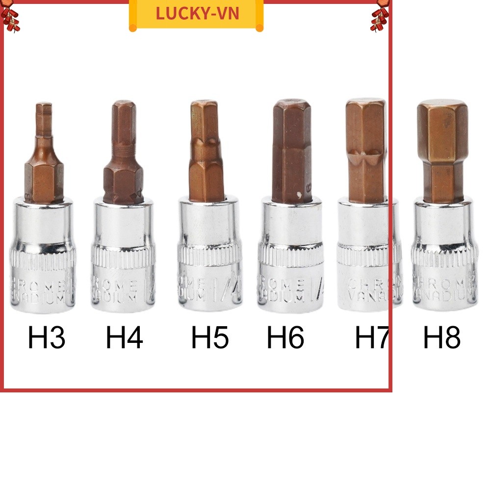 ⭐May mắn⭐1 Đầu Lục Giác Tua Vít Bit 1 / 4 Inch Ổ Cắm Dụng Cụ Cầm Tay H3 H4 H5 H6 H7 H8
