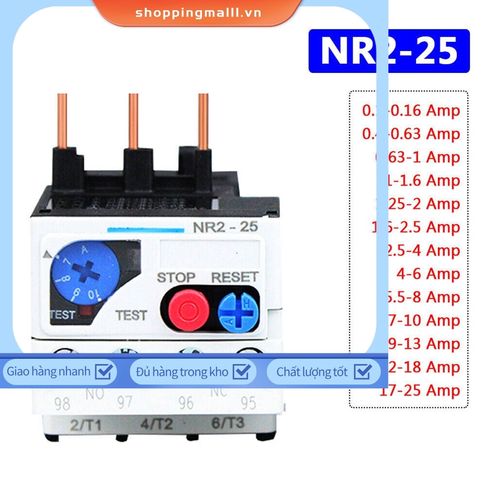 < SPML > Phạm vi từ Rơle quá tải nhiệt 0,1-25 Amp 3 pha FR NR2-25 để bảo vệ động cơ