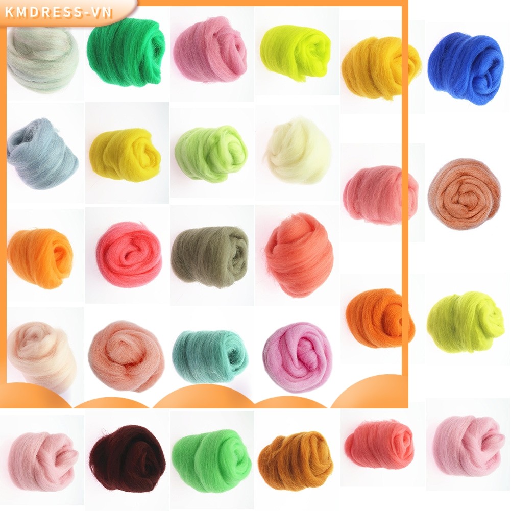 [KMDRESS] Gói màu len Carded len nỉ kim 20G Nâu Xám Đỏ Hồng Xanh Trung Tính