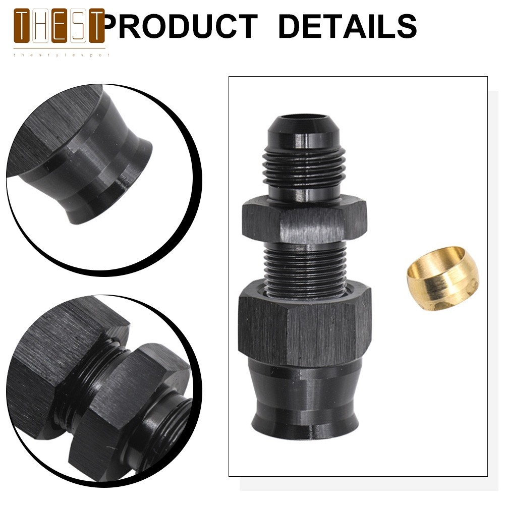 {July in New} 2 Cái 5 / 16 3 / 8 Ống sang Nam -6 AN Adapter Đồng thau Ferrule Đen Nén
