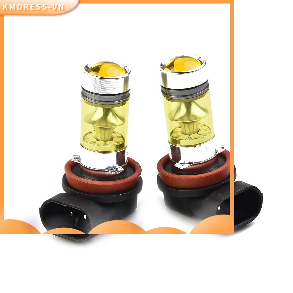 【 KMDRESS 】 2x H11 H8 Bóng đèn sương mù màu vàng Led 4300K 100W 1500LM DRL siêu sáng
