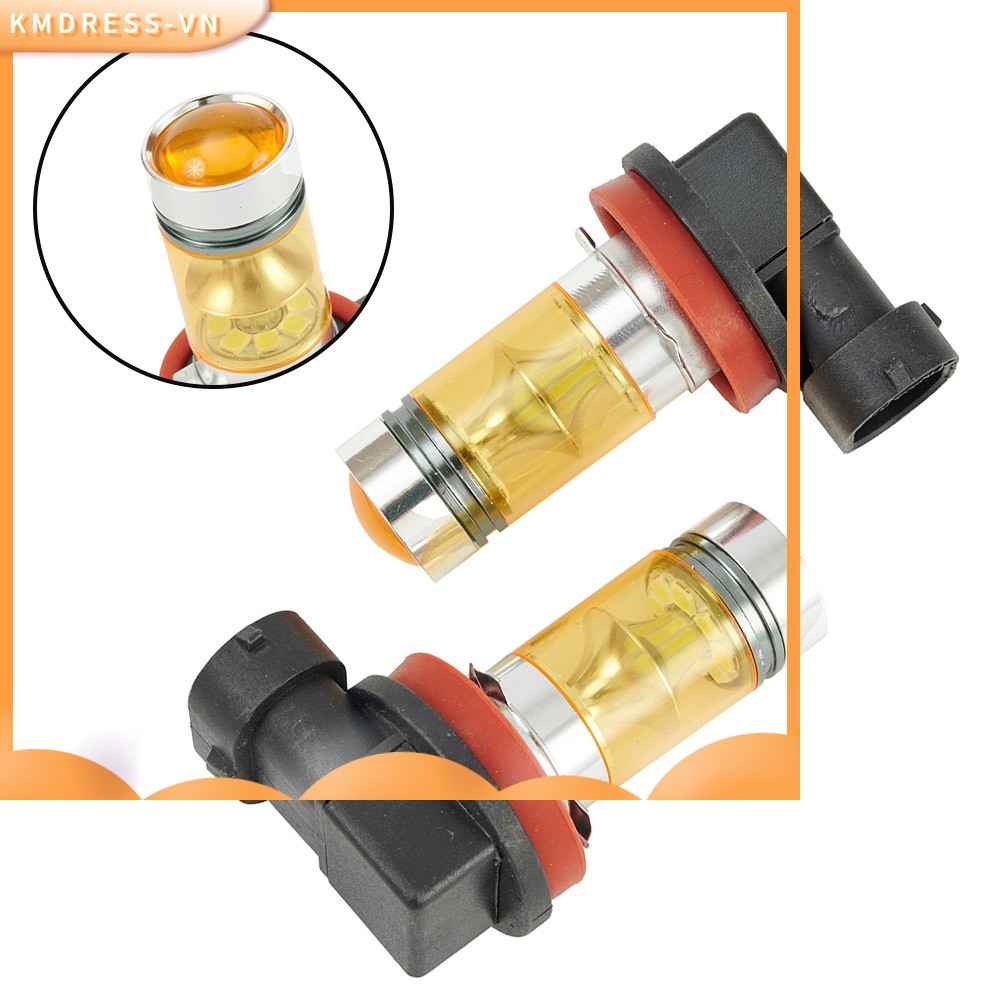 【 KMDRESS 】 Bộ 2 Chiếc 4300K Xe H11 H8 Đèn Sương Mù Màu Vàng 2323 LED 100W Bóng Đèn DRL