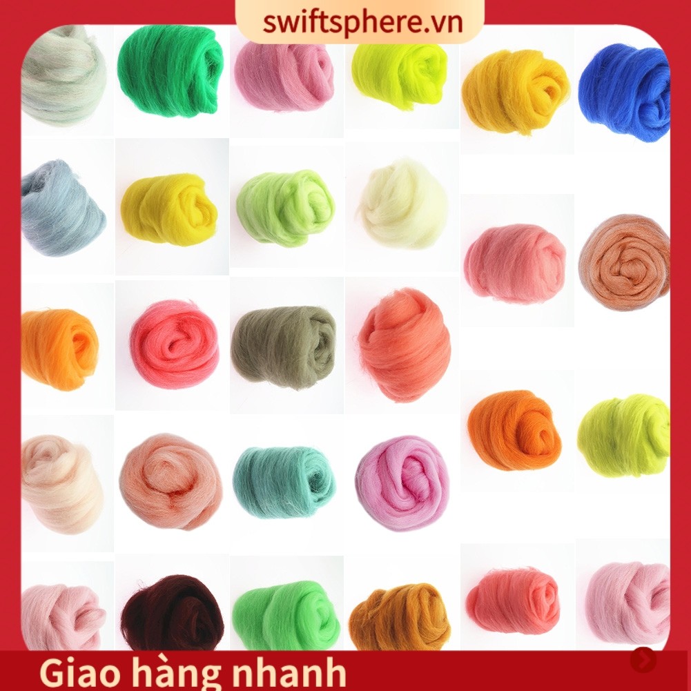 [SSPE] Gói màu len Carded len nỉ kim 20G Nâu Xám Đỏ Hồng Xanh Trung Tính
