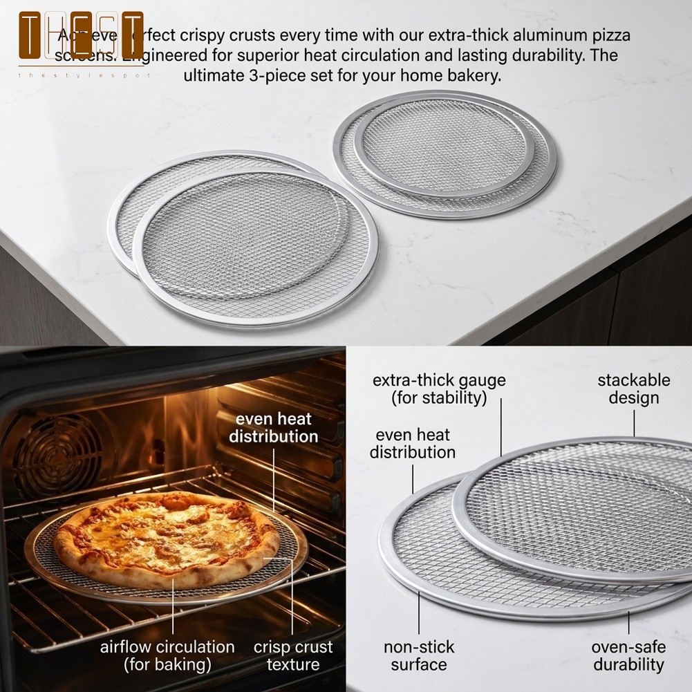 {July in New} 33 CM (13 Inch) Giá nướng bánh pizza bằng nhôm tròn dày 3 dụng cụ làm bánh tại nhà