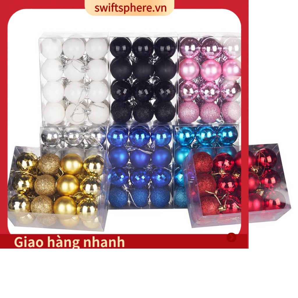 [SSPE] 24 Cái / bộ 40mm Giáng Sinh Cây Giáng Sinh Bóng Bauble Treo Trang Trí Tiệc Tại Nhà