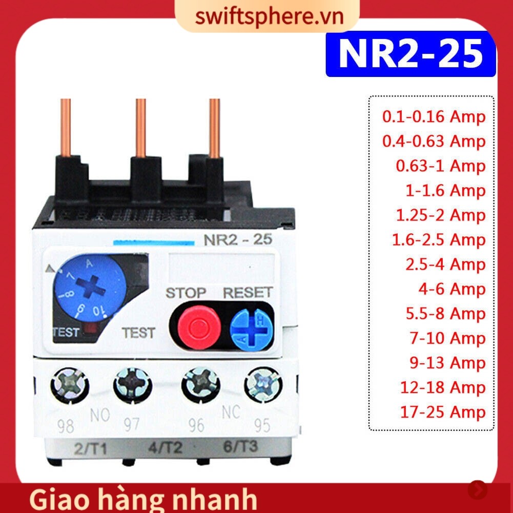[SSPE] Phạm vi từ Rơle quá tải nhiệt 0,1-25 Amp 3 pha FR NR2-25 để bảo vệ động cơ