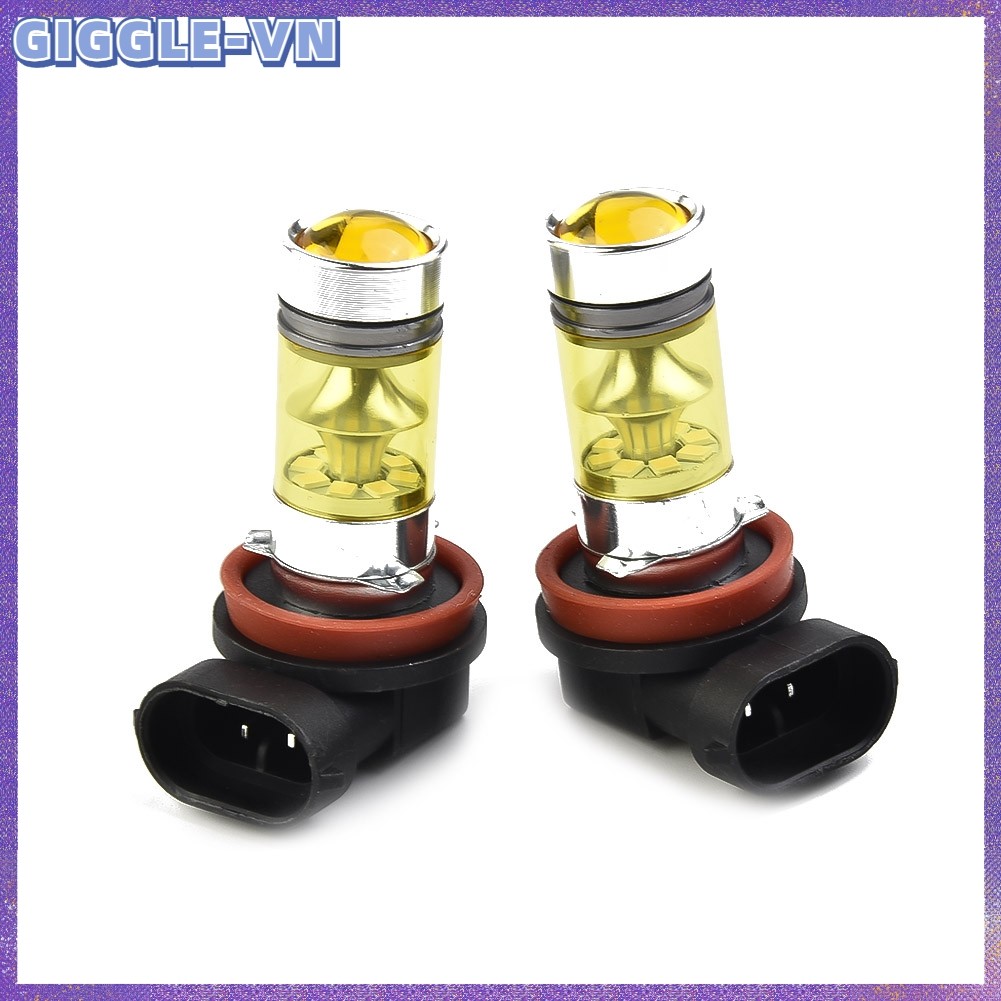 [GIRLGLE] 2x H11 H8 Bóng Đèn Led Sương Mù Vàng 4300K 100W 1500LM DRL Siêu Sáng