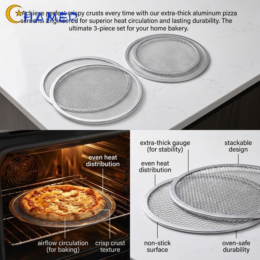 {July in New} 33 CM (13 Inch) Giá nướng bánh pizza bằng nhôm tròn dày 3 dụng cụ làm bánh tại nhà