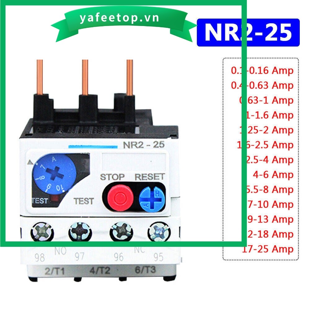 [TOP] Phạm vi từ Rơle quá tải nhiệt 0,1-25 Amp 3 pha FR NR2-25 để bảo vệ động cơ