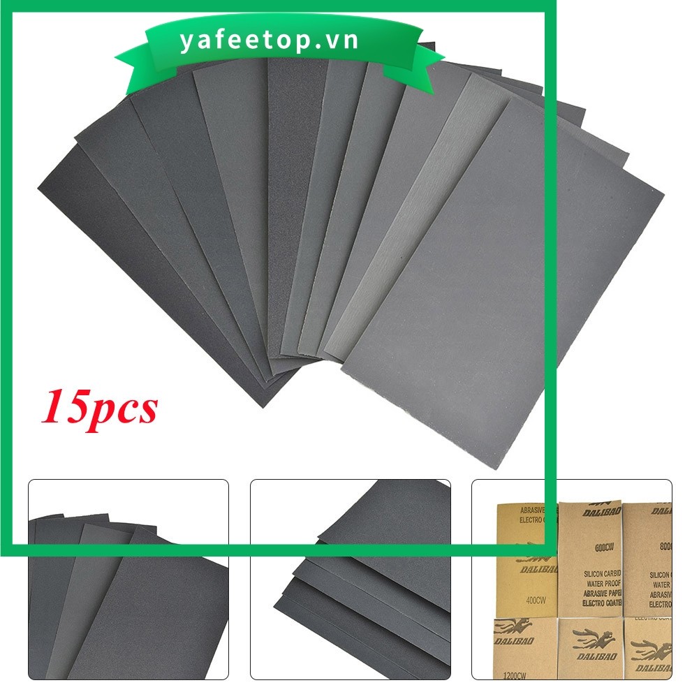 [TOP] 400 600 3000 800 1000 1200 1500 200 0 2500 Giấy nhám Grit Ướt / Khô 15 cái / bộ
