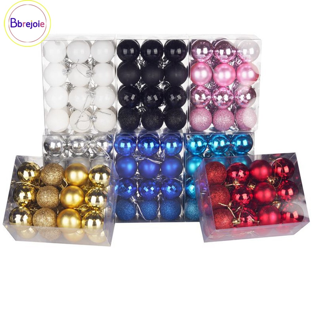 [Hot-BBREJO] 24 Cái / bộ 40mm Giáng Sinh Cây Giáng Sinh Bóng Bauble Treo Trang Trí Tiệc Tại Nhà❀
