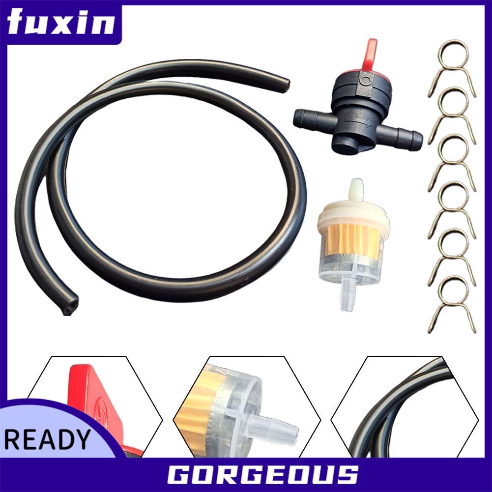 [FUXIN] 1 x tap 5-6mm Ø + 3 x Lọc 6mm + 1 x Ống 45cm đen x Kẹp ống